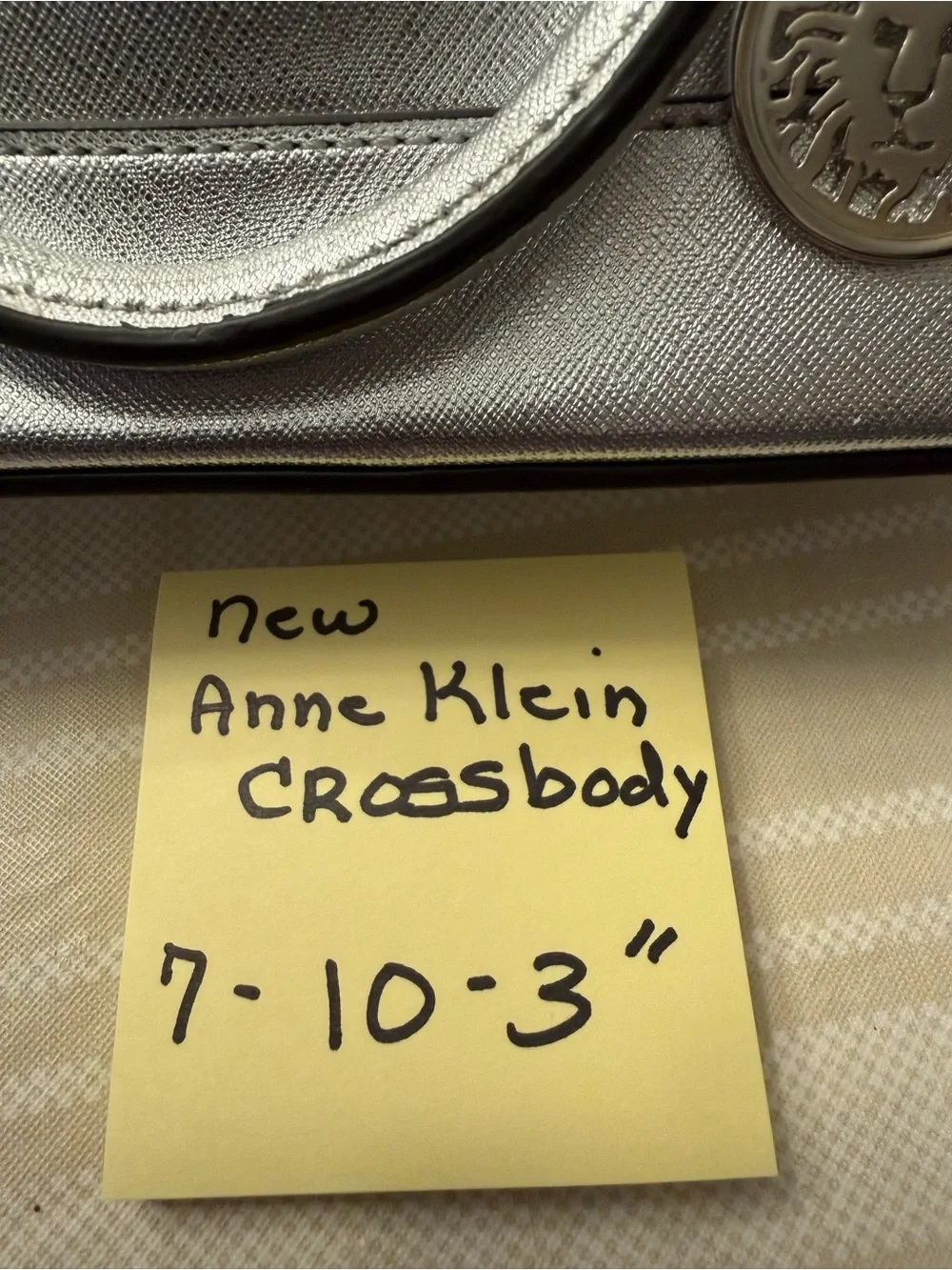 New Anne Klein Silver Dome Crossbody Handbag